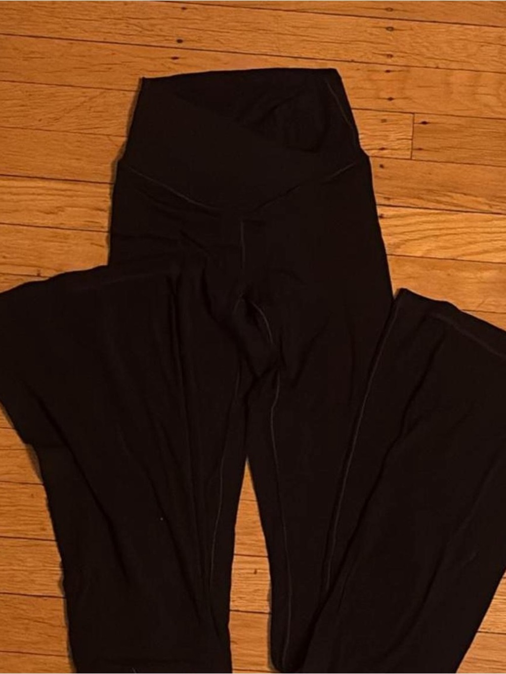 Aerie Offline Sleek Black High-Waist Flare Cross Waistband Pants